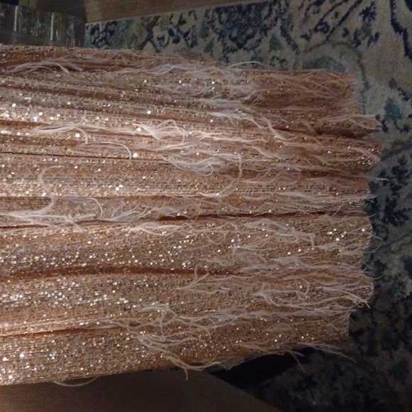 NWT ANTONIO MELANI x Nicola Bathie Nicola Sequin Belted Feathered A-Line Dress - Picture 13 of 16